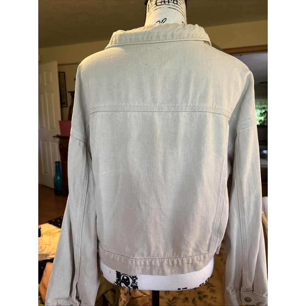 Hayden Los Angeles Cream Beige Cropped Denim Jacket Large - Picture 4 of 7